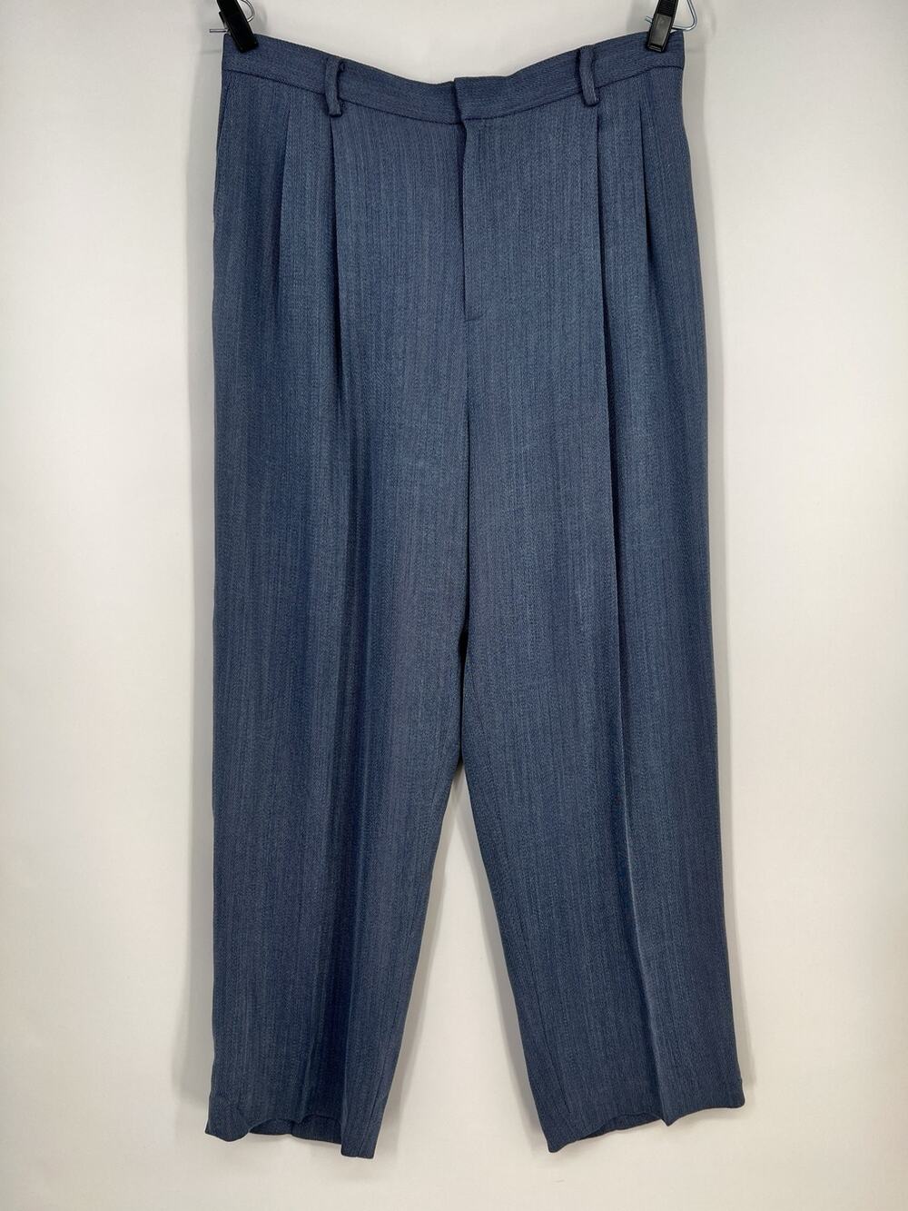 Vtg Linda Allard Ellen Tracy Pants Womens 18 NEW READ Chambray Blue Wool Blend